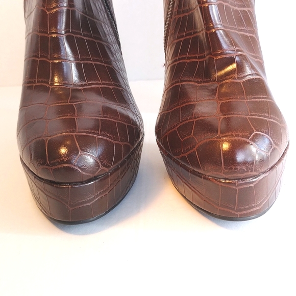 Guess brown croc embossed platform stiletto ankle boots size 10M/heel 5.5in - Picture 5 of 9